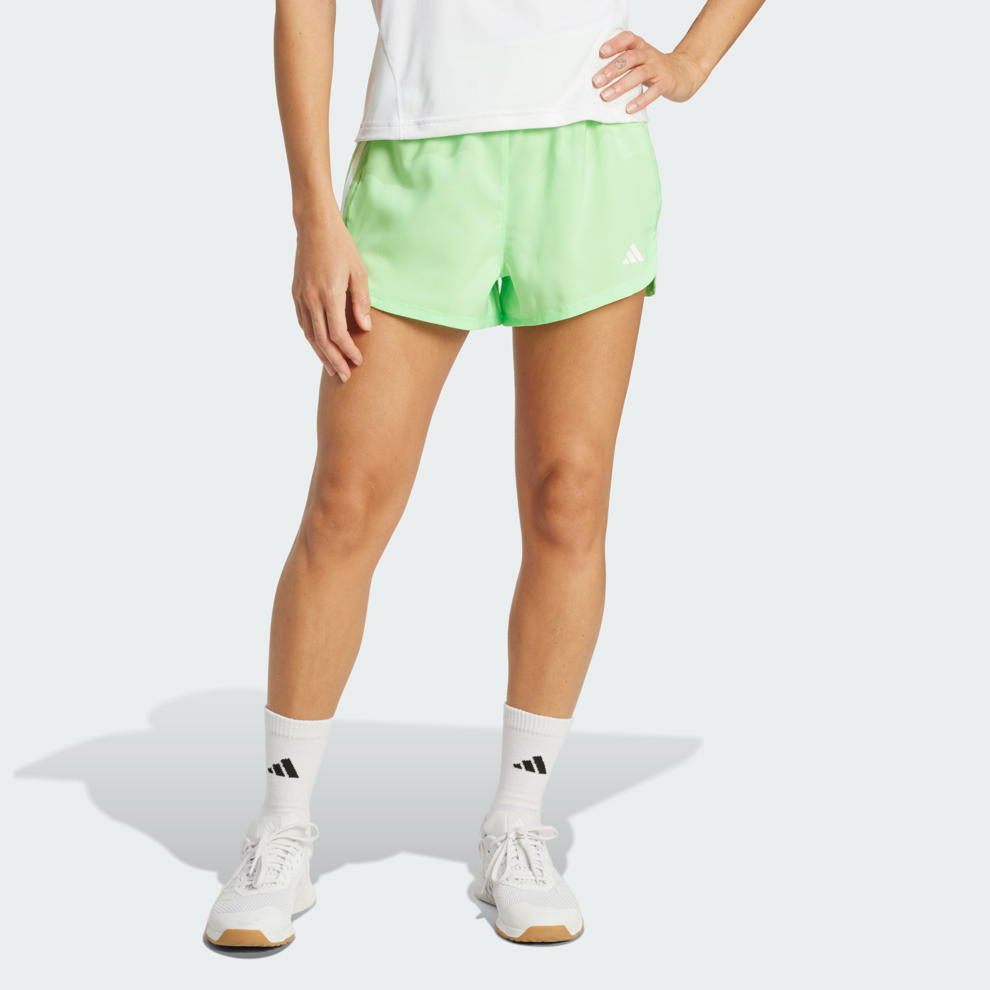 Adidas Women Pacer Training 3 Stripes Woven High Rise Shorts Black