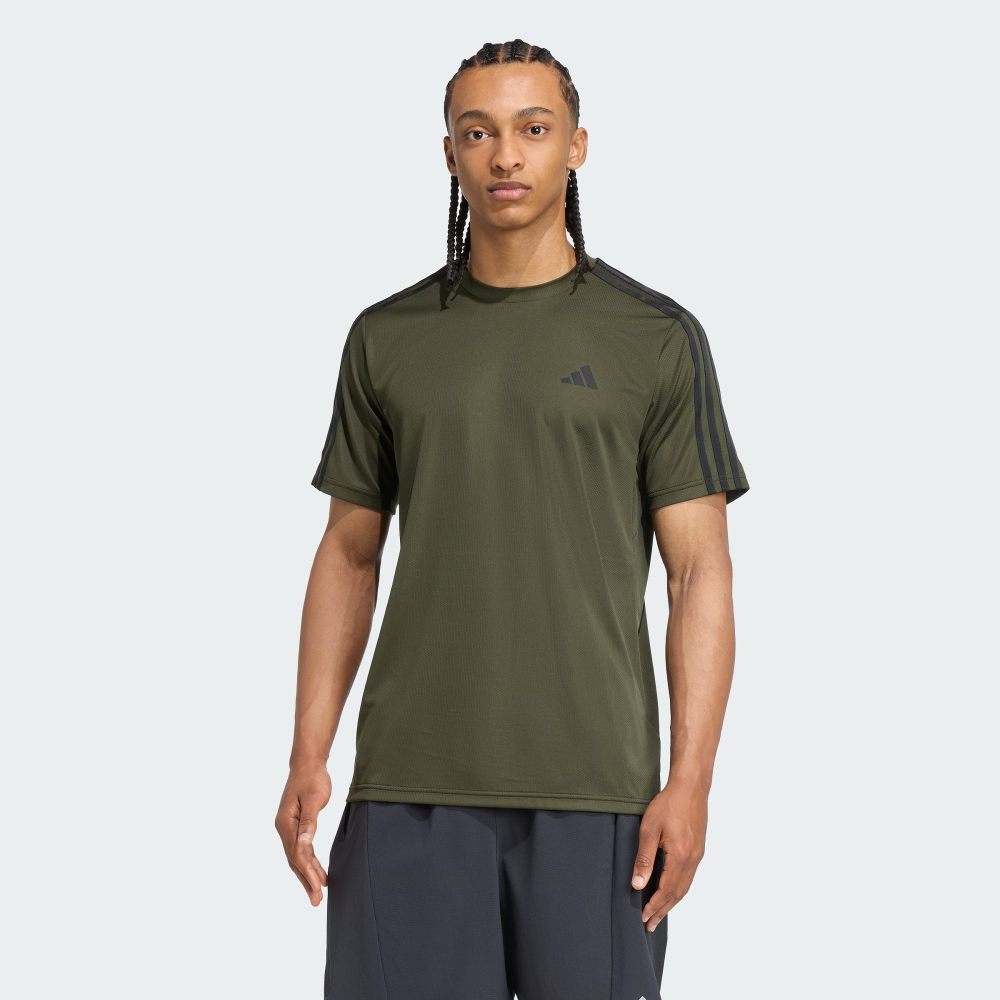 Adidas Men Train Essentials 3 Stripes Training Tee Black