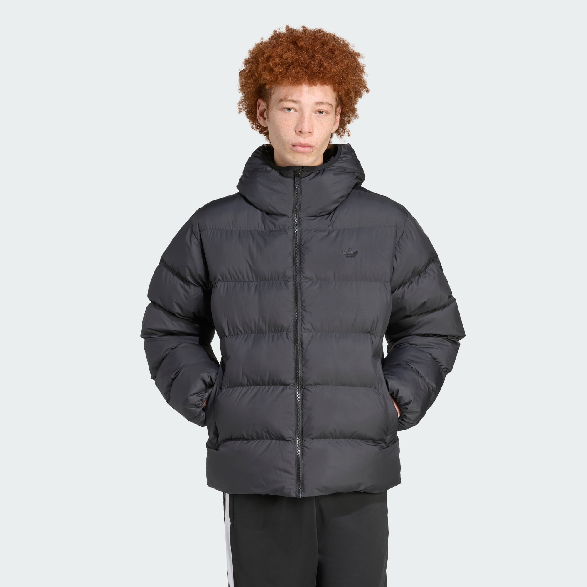Adidas Originals Men Tonal Hooded Puffer Jacket Black
