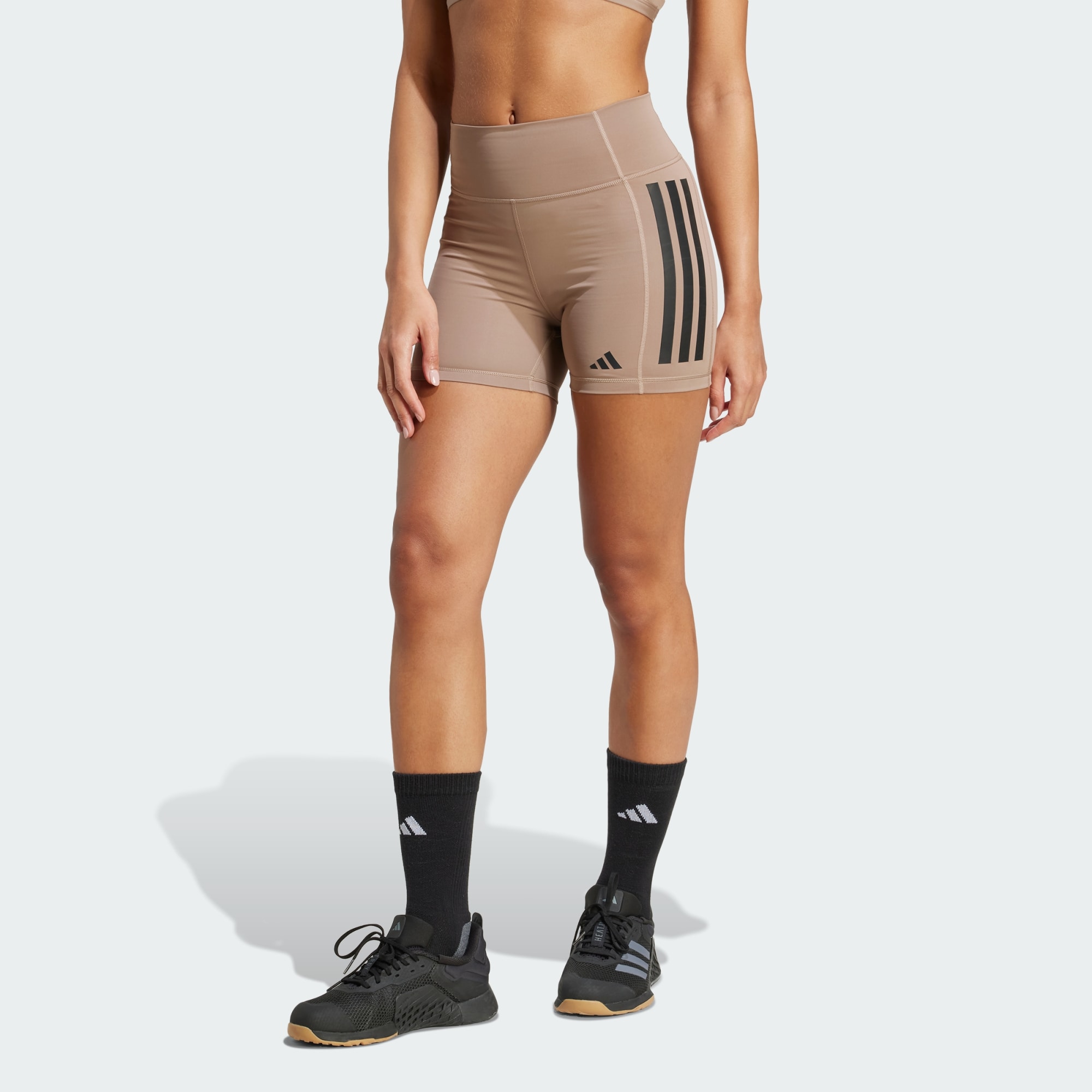 Adidas Women Optime 3 Stripes 1 4 Short Leggings Red