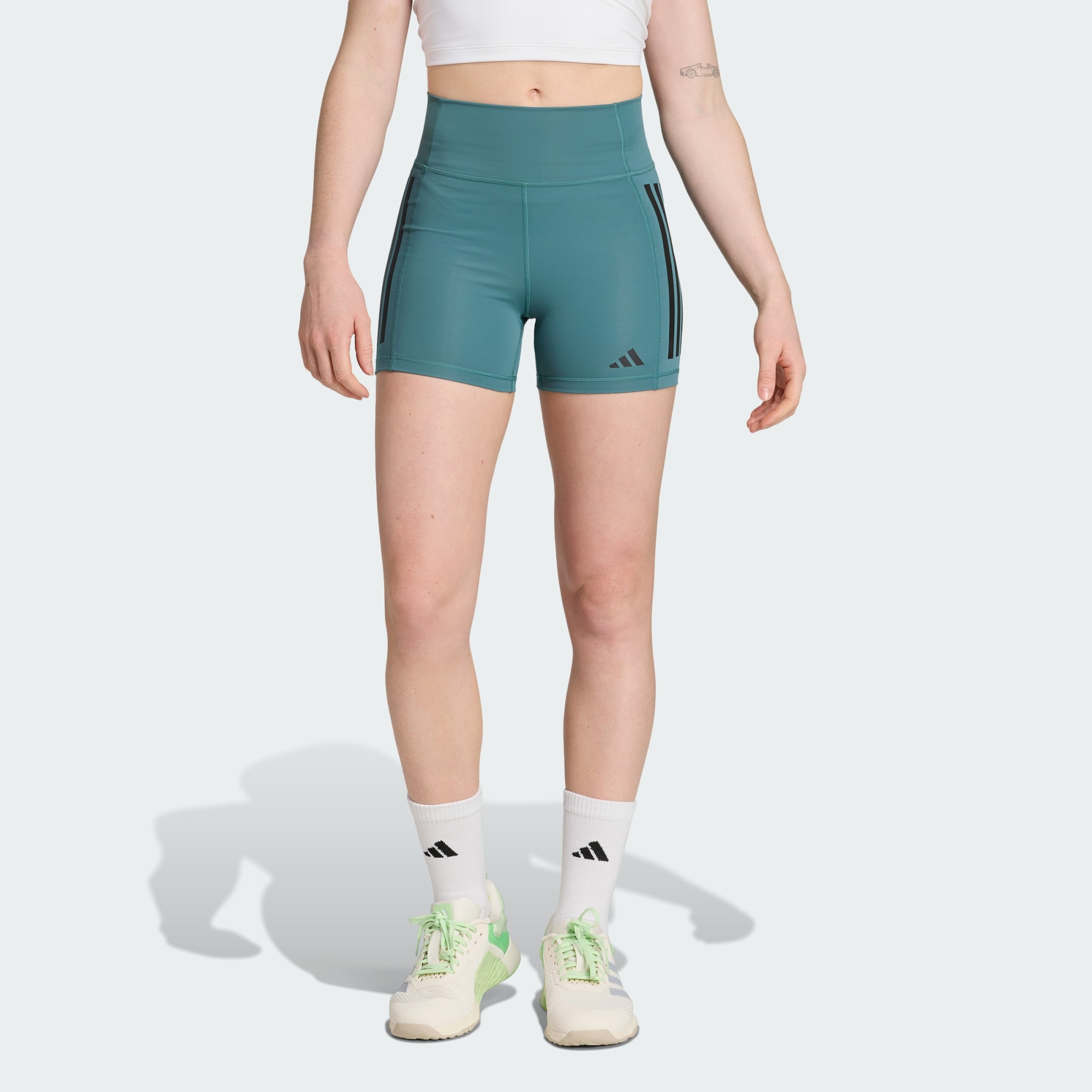 Adidas Women Optime 3 Stripes 1 4 Short Leggings Red