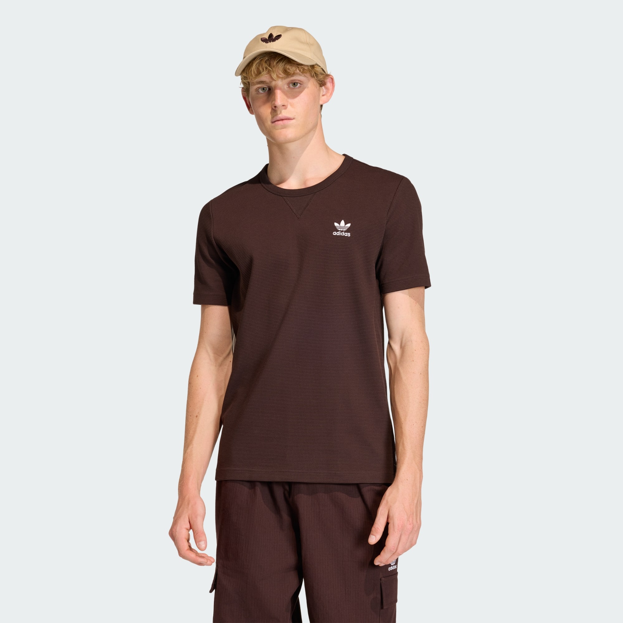 Adidas Originals Men Trefoil Essentials Waffle Tee Black