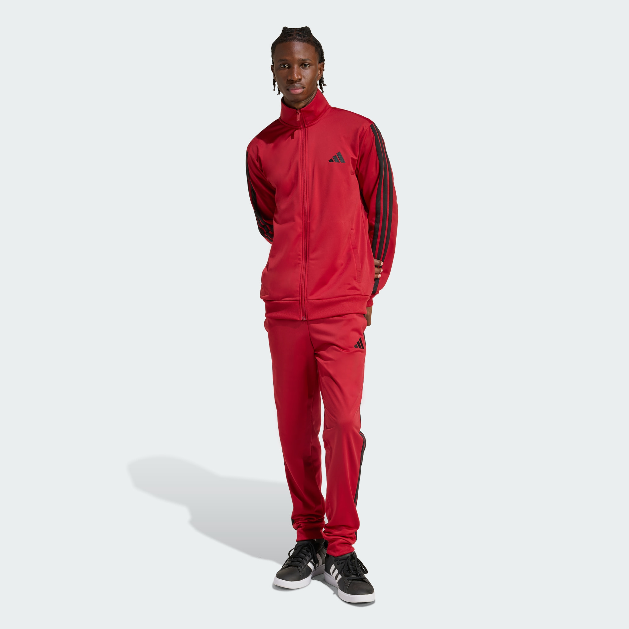 Adidas Men Sportswear Basic 3 Stripes Tricot Track Suit Black