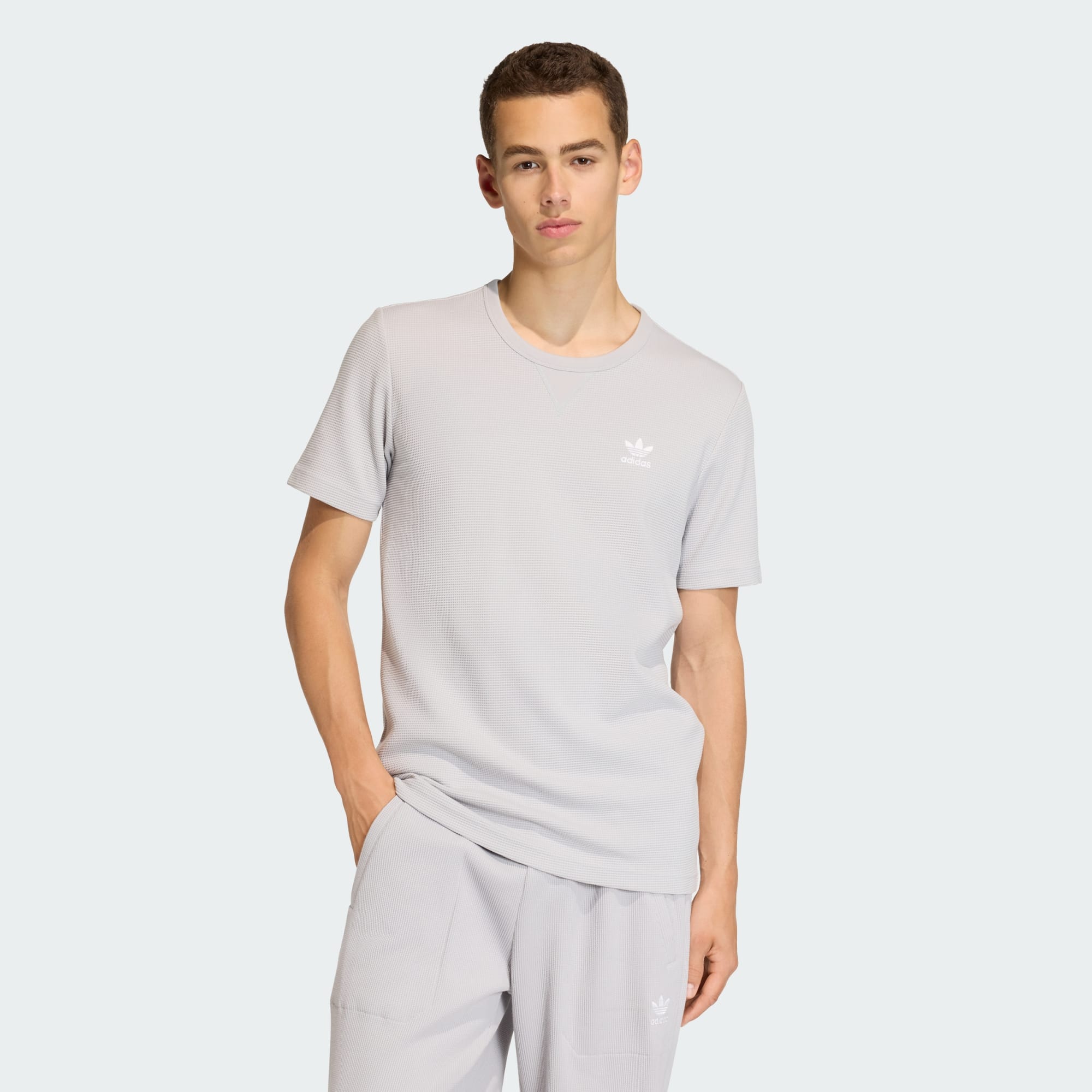 Adidas Originals Men Trefoil Essentials Waffle Tee Black