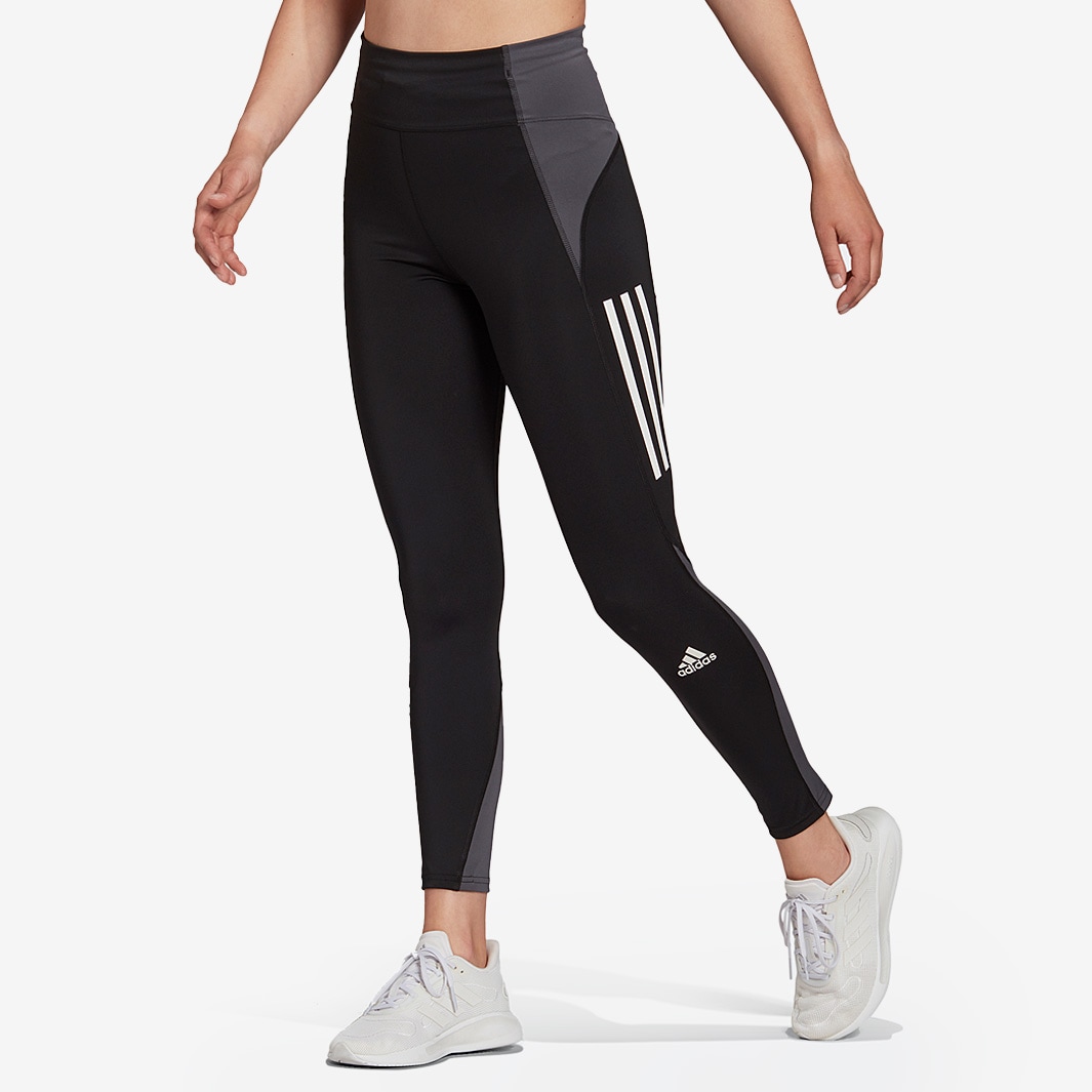 adidas Own The Run Block 7/8 Womens Running Leggings - Black/Grey Six ...