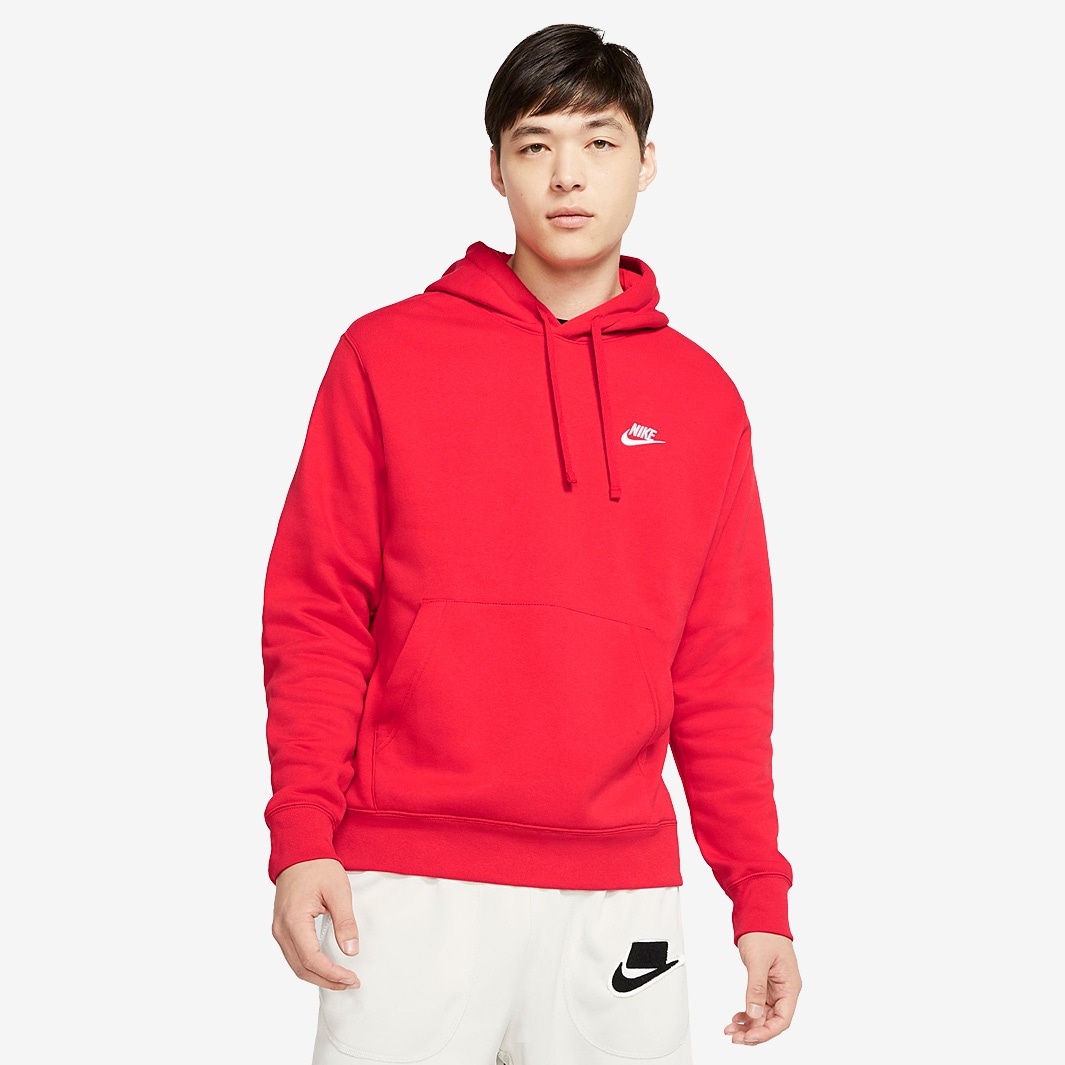 Nike Sportswear Club Fleece Pullover Hoodie - University Red/White ...