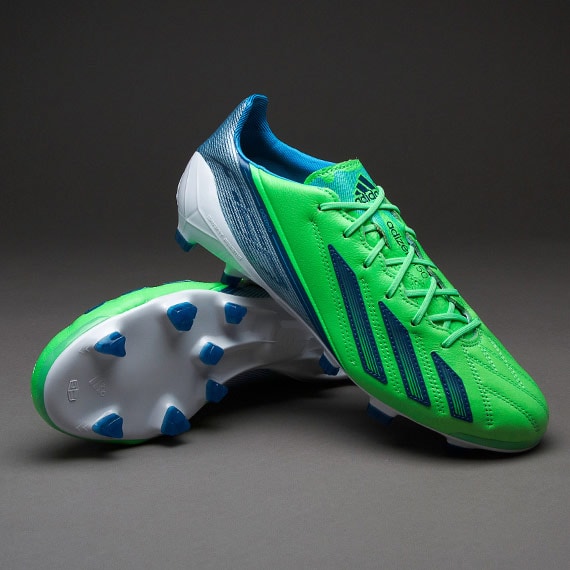 Botas de Fútbol Adidas - adidas adizero F50 TRX FG LEA - Terreno Firme - Tacos de Fútbol verde/azul/azul | Pro:Direct Soccer