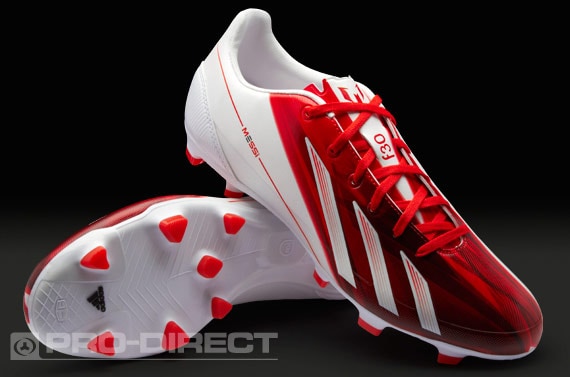 Botas de Fútbol Adidas Tacos de fútbol - F30 Messi TRX FG Syn adidas TRX FG - Terreno duro - Blanco/Rojo | Soccer