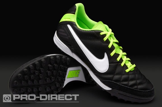 Botas de Futbol Nike Tiempo Natural IV Piel TF Cesped Artificial Astro Turf Botas de Futbol Negro Blanco Verde Pro Direct Soccer