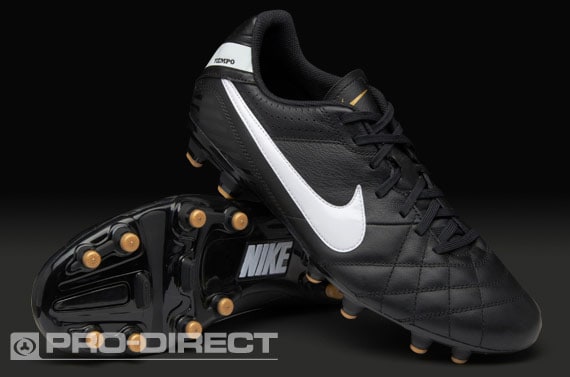 Botas de fútbol Nike - Nike Tiempo Natural Piel FG - Terreno Firme - de - Negro/Blanco/Dorado Pro:Direct Soccer