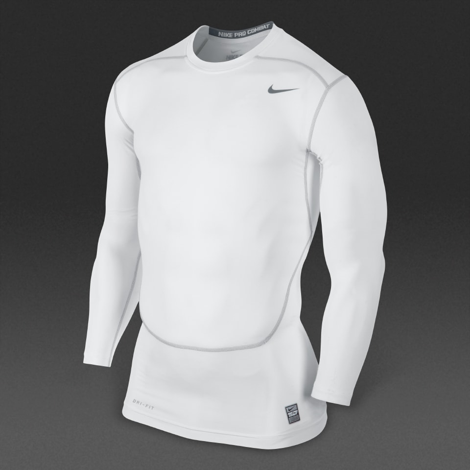 Ropa Térmica - Ropa Nike - Camiseta Térmica - Camiseta ceñida Nike Core Compression LS 2.0 - Blanco/Gris | Soccer
