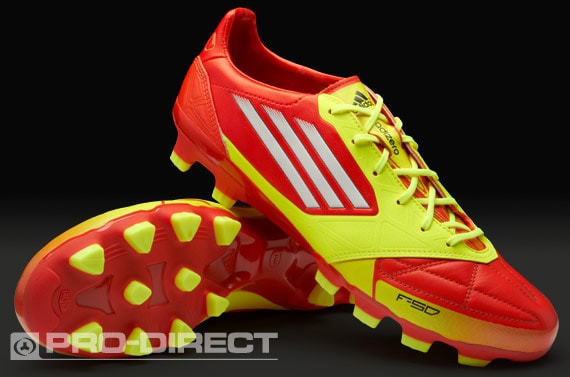 Botas Fútbol Adidas - adidas F50 adiZero TRX HG Piel - Terrenos Duros - Tacos fútbol Amarillo/Rojo/Blanco | Pro:Direct Soccer