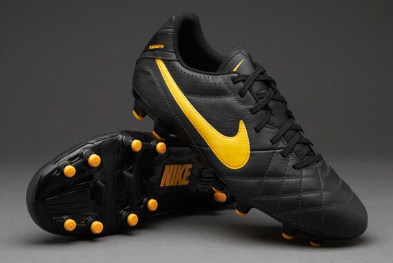 Botas de Fútbol - de Fútbol Nike - Terreno firme - Nike Tiempo Natural IV FG Piel - Carbón/Naranja/Negro | Pro:Direct Soccer