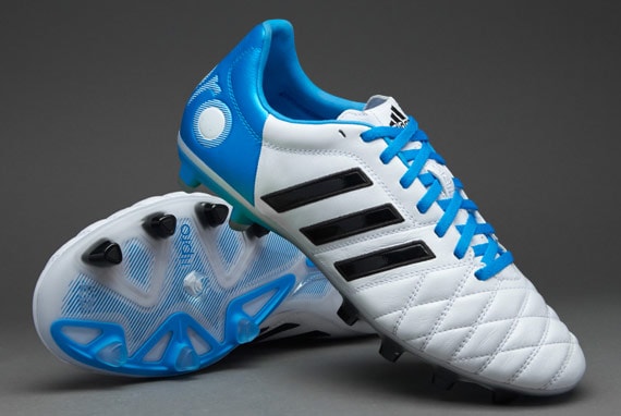 Botas de fútbol - - Terreno Firme - adidas 11Pro TRX FG Blanco-Negro-Azul | Soccer