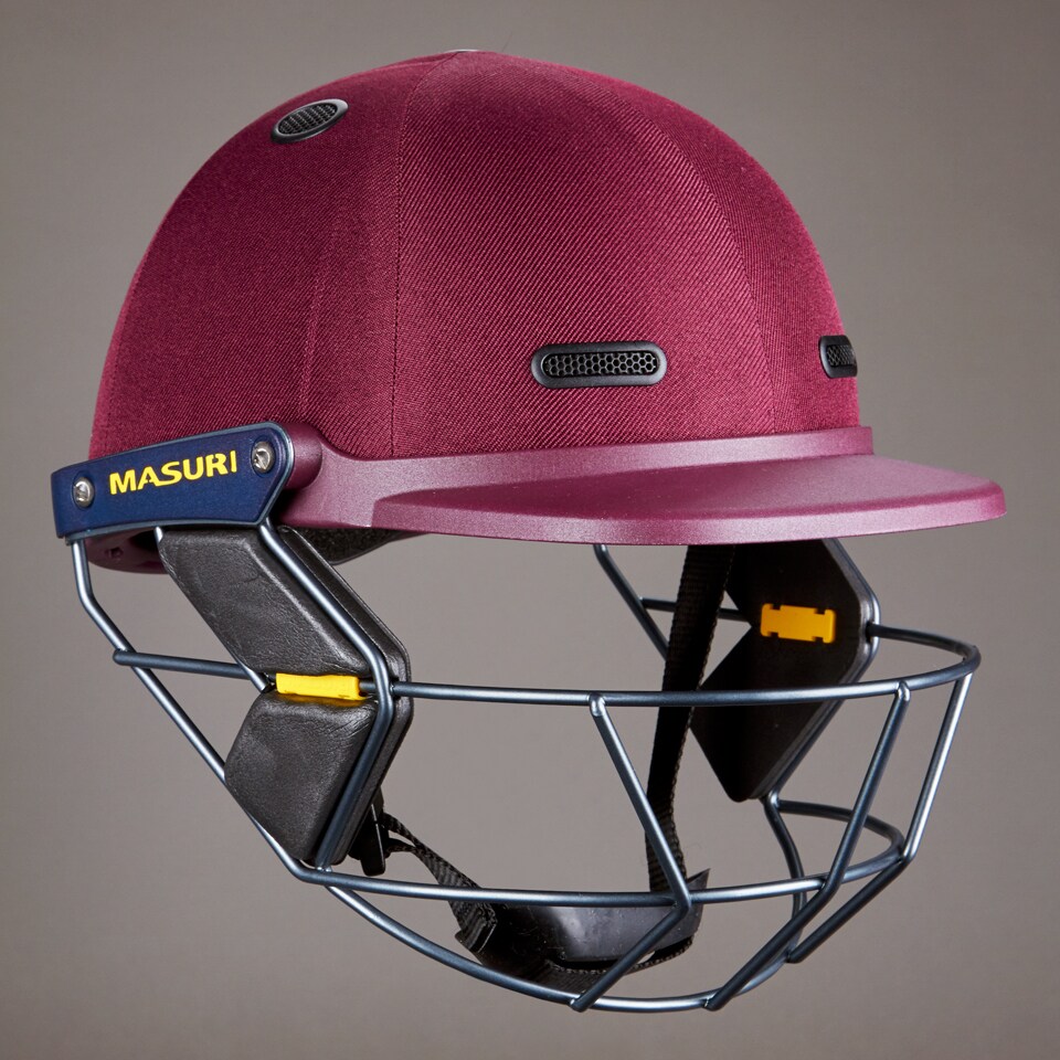Masuri VS Test Steel Helmet Batting Equipment Maroon