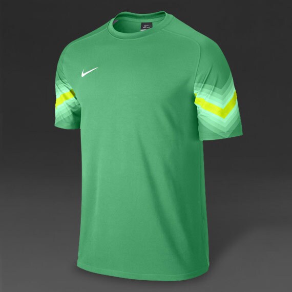 Equipación de portero Nike- Camiseta de portero Nike manga corta- Camiseta guardameta-Verde-Volt | Pro:Direct Soccer