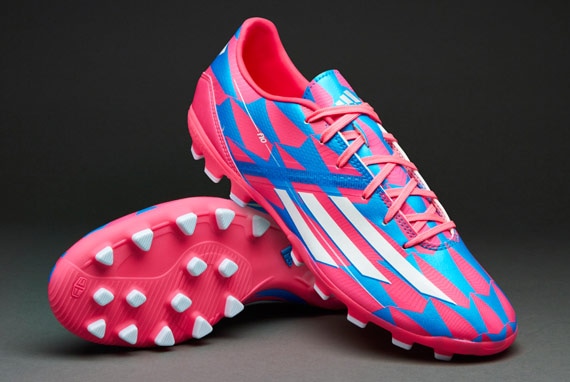 Botas de adidas- adidas F10 AG- Cesped - Rosa-Blanco-Azul | Pro:Direct Soccer