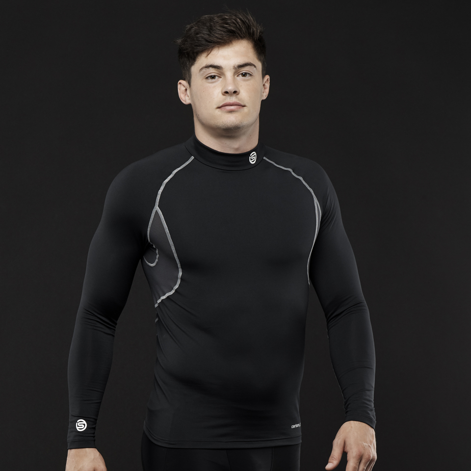 Men's Mock Neck Cooling Baselayer - Black