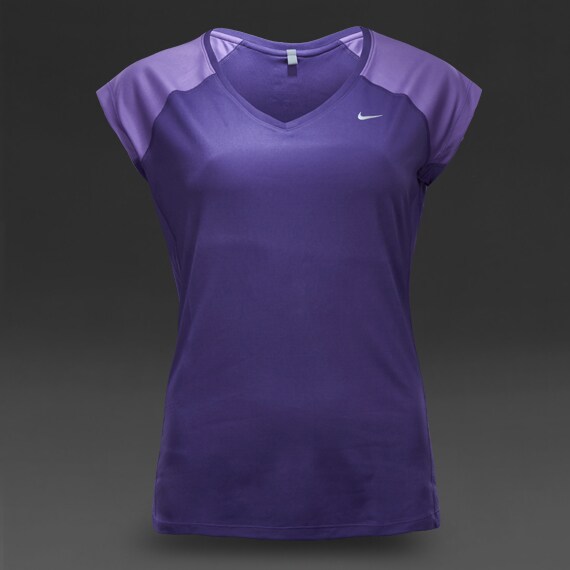 Womens Clothing Womens Nike Miler Shortsleeve V Neck Top Court Purple Hyper Grape Reflective Silver Pro Direct Running