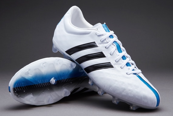 Mens Soccer Cleats - Firm Ground - White/Core Black/Solar Blue