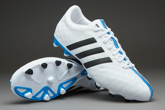 Botas de futbol adidas- adidas FG -Terrenos firmes- B44568-Blanco-Negro-Azul Pro:Direct Soccer
