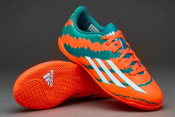 Botas de futsal- Zapatillas de Fútbol Sala adidas Messi para niños -B44513-Verde/Blanco/Naranja | Pro:Direct Soccer