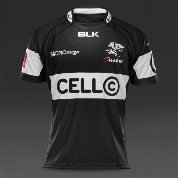 Natal Sharks 2018 Home S/S Super Rugby Replica Shirt Size XL Black 