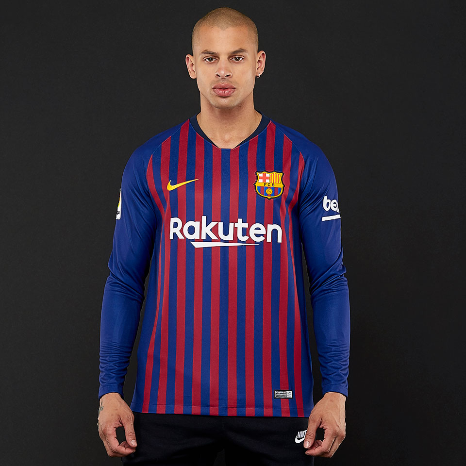Ropa oficial de equipos de fútbol - Camiseta Nike FC Barcelona 2018/19 primera equipación Stadium manga larga - Azul/Dorado | Soccer