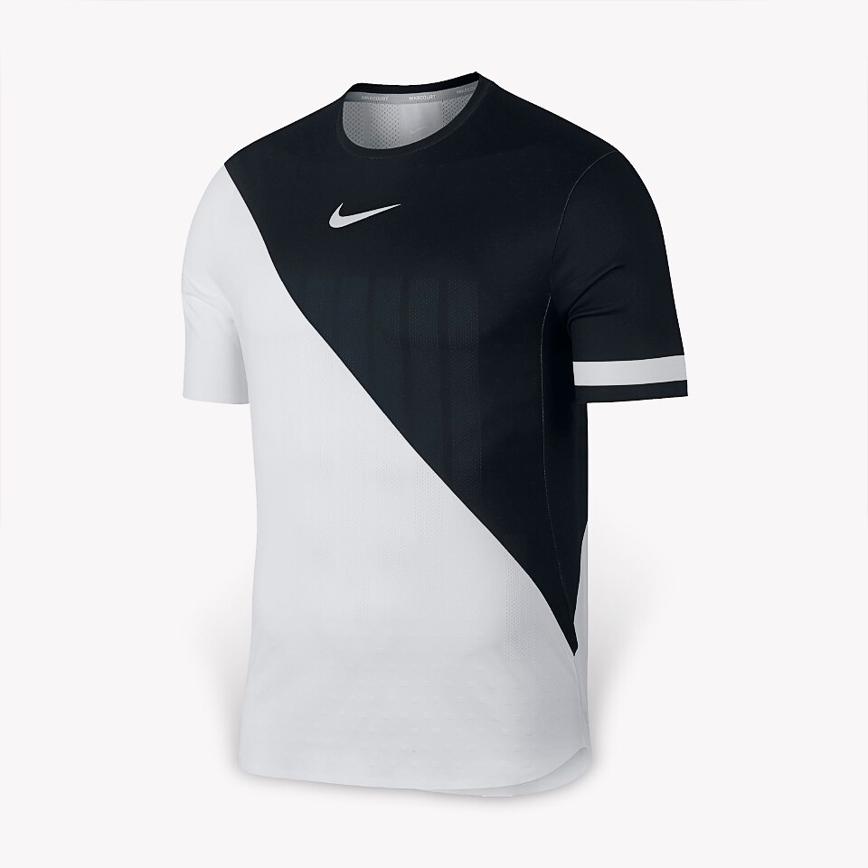 Nike Court Challenger SS Mb White Black Mens Clothing T Shirts 887513 100 Pro Direct Tennis