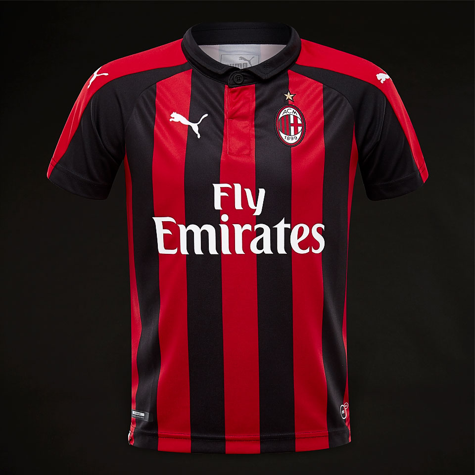 AC Milan 2018/19 Kids Home SS Shirt - Mens Replica - Shirts -
