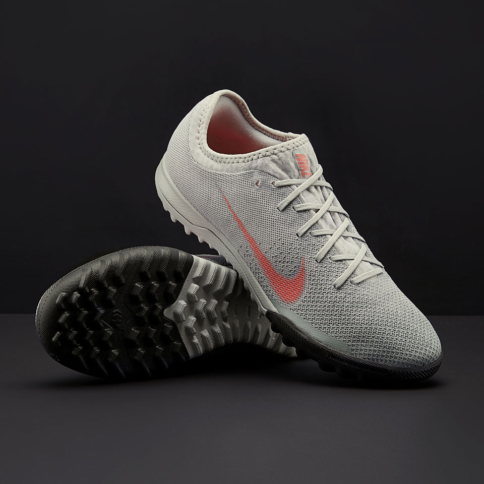 Nike Mercurial Vapor XII Pro TF - Soccer Cleats - Turf Trainer - Grey/Light Crimson/Pure Platinum