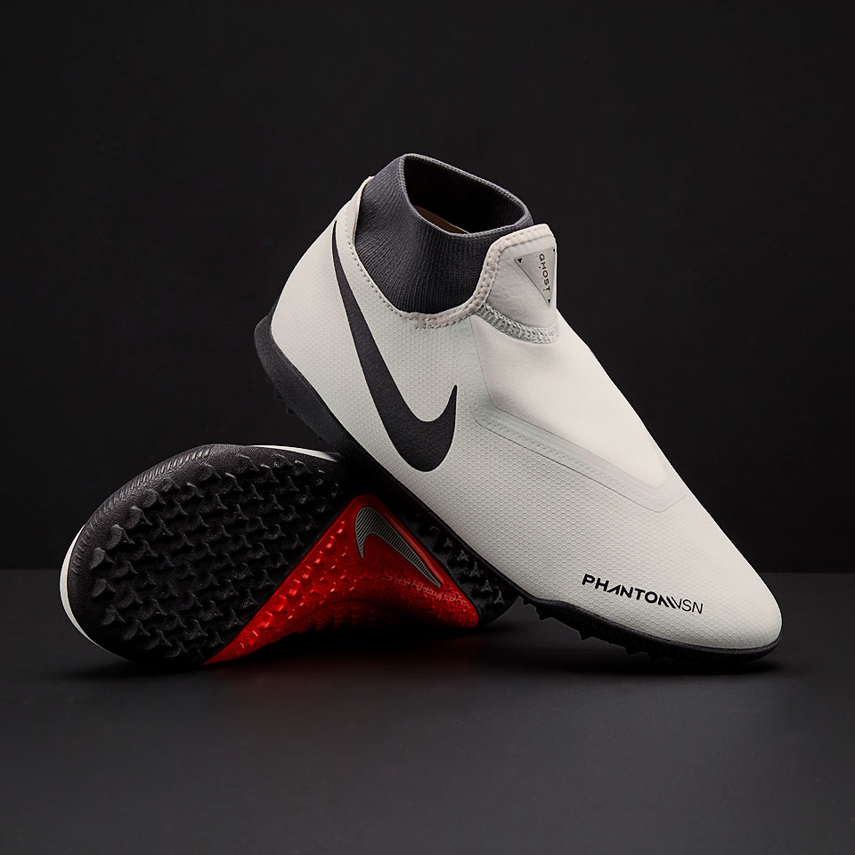 Nike Phantom Vision Academy DF TF - Mens Soccer Cleats - - Platinum/Black/Light Crimson/Dark Grey