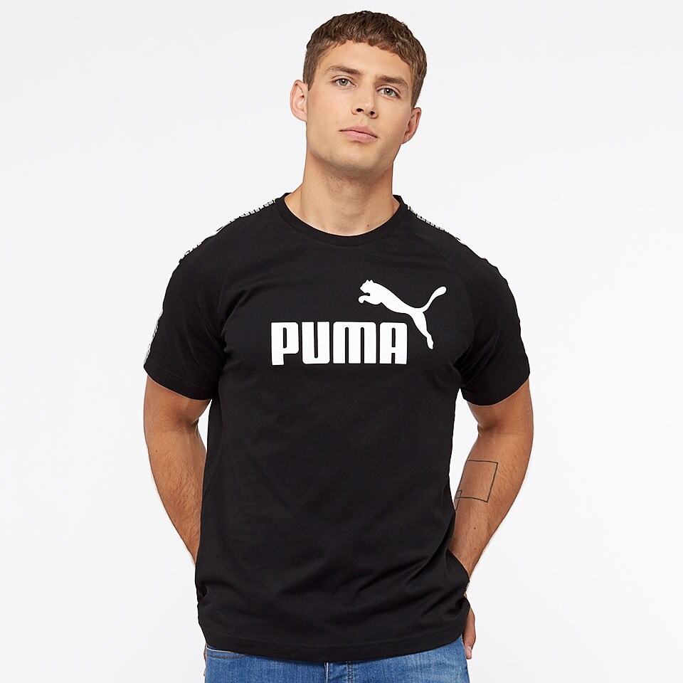 Mens Clothing - Puma Elevated Essentials Tape Logo Tee - Cotton Black ...