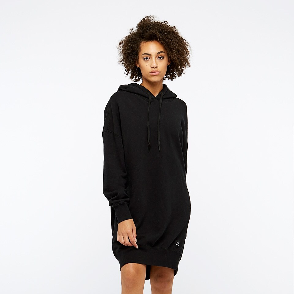 Clothing - Converse Essentials Pullover Hoodie Dress - Converse Black - Dress | Pro:Direct Soccer