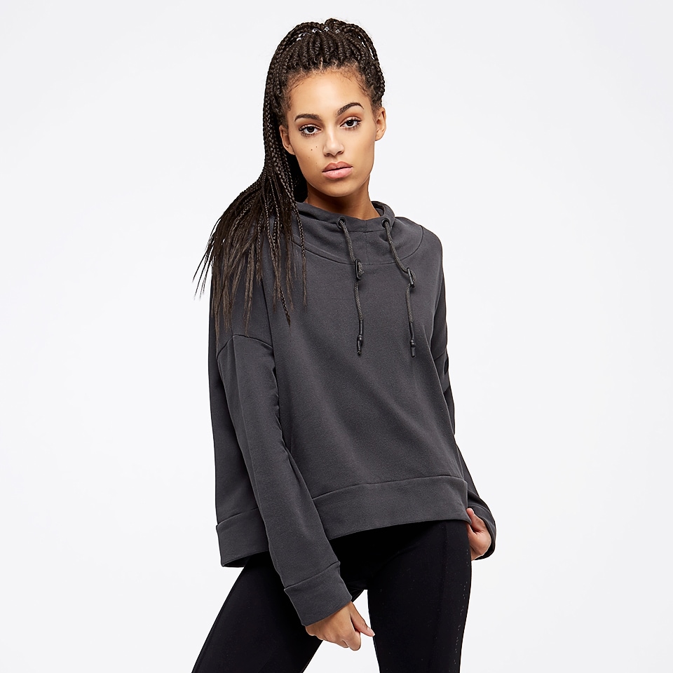 do base womens boxy hoody - washed black