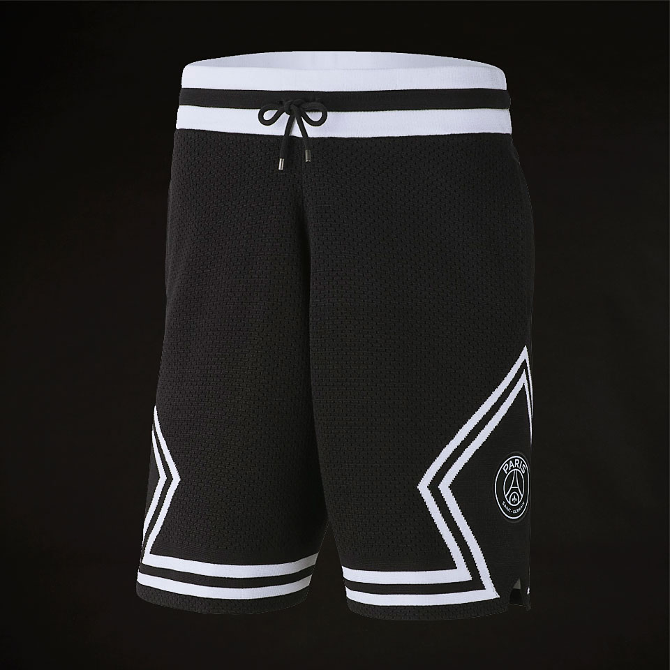 Ropa de equipos de fútbol - Pantalones cortos Jordan Paris Germain Knitted Diamond Negro/Blanco | Pro:Direct Soccer