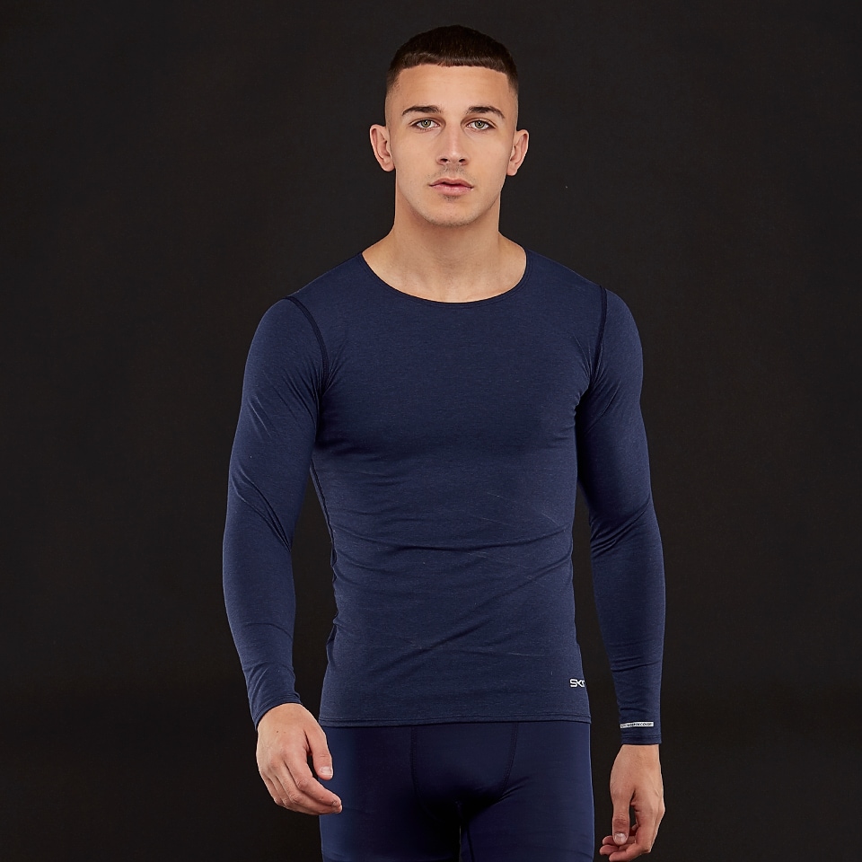 SKINS DNAmic Sleep Recovery L/S Top - Navy Blue Marle - Mens Base Layer ...