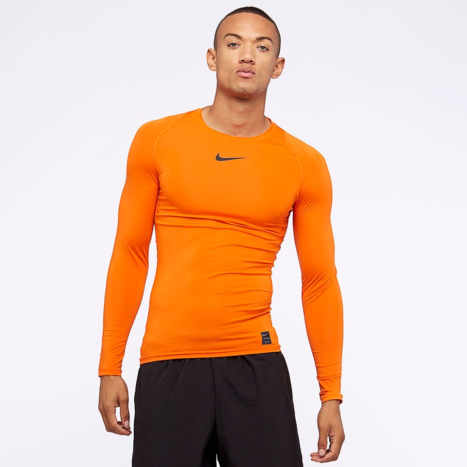nike orange long sleeve compression shirt