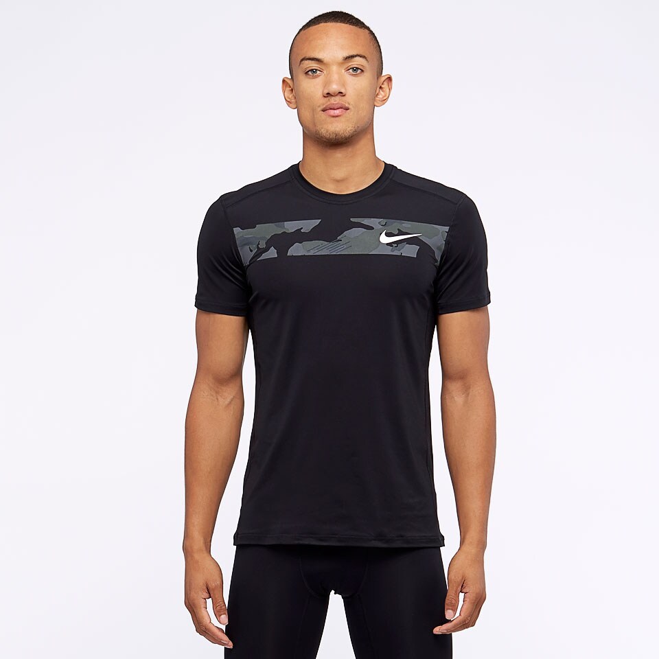 Nike Baselayer Short Sleeved Top - Black/White - Mens Base Layer ...