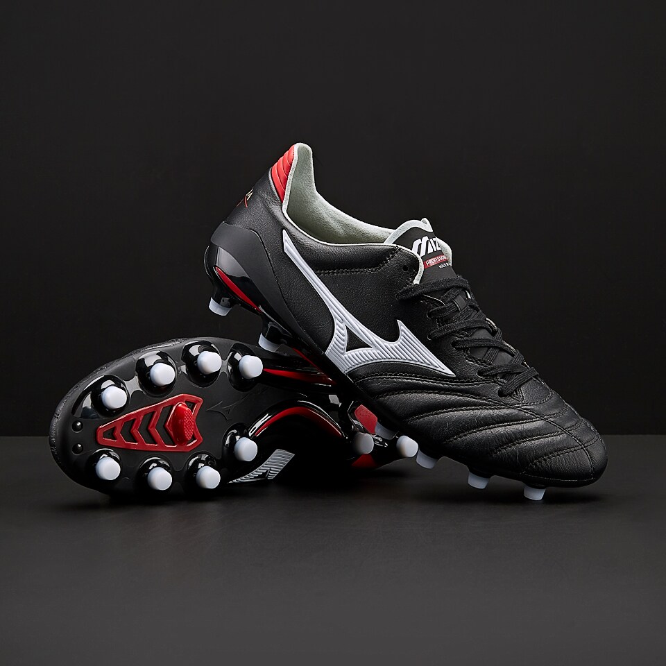 Mizuno Morelia Neo II Made in Japan Black White Red Firm Ground Mens Soccer Cleats