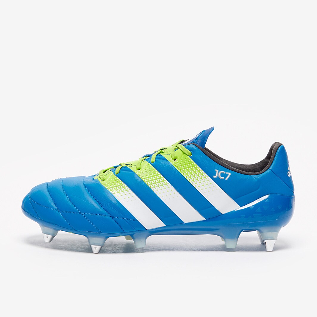 adidas 16.1 SG Piel -Botas de blandos-Azul-Solar Slime-Blanco Pro:Direct Soccer