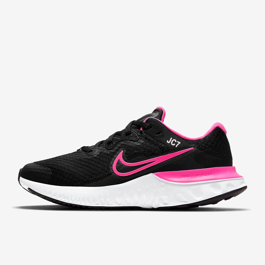 Nike Girls Renew Run 2 Black/Hyper PinkDk Smoke Grey Girls Shoes