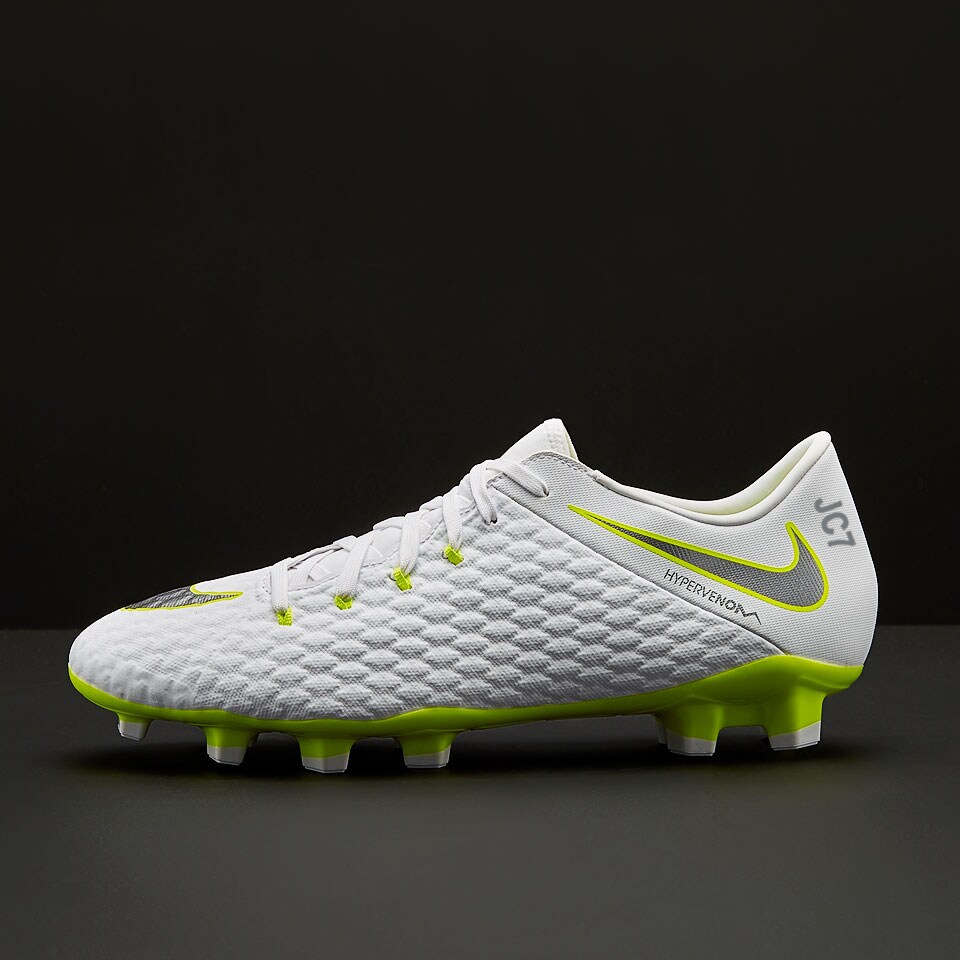 Nike Hypervenom Phantom III Academy FG Mens Boots Firm Ground White Metallic Cool Grey Volt Metallic Cool Grey Pro Direct Soccer