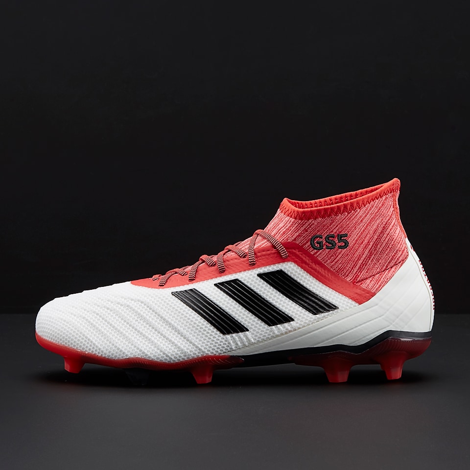 adidas Predator 18.2 FG - White/Core Black/Real Coral - Mens Boots Firm Ground - CM7666