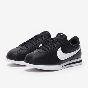 nike cortez black and white leather