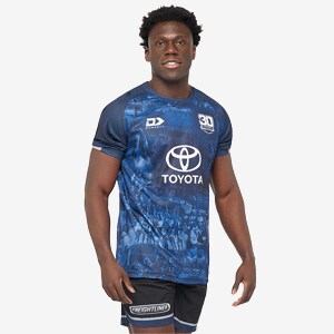 Dynasty North Queensland Cowboys 2025 Warm Up Tee - Blue | Pro:Direct Rugby
