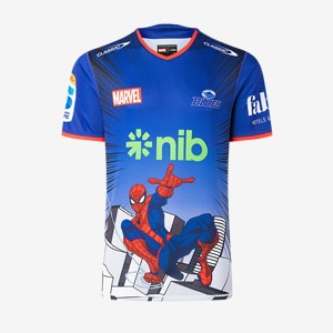 Classic Auckland Blues 2025 Spider-Man Marvel Warm Up Tee | Pro:Direct Rugby