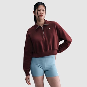 Nike Sportswear Damen Phoenix Fleece 1/4-Zip Cropped Sweatshirt | Pro:Direct Soccer