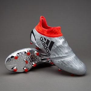X Purechaos FG/AG - Mens Soccer Cleats - Ground - Silver Metallic/Core Black/Solar Red | Pro:Direct Soccer
