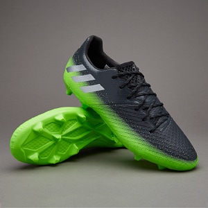 adidas 16.2 FG/AG - Mens Soccer Cleats - Firm Ground - Dark Grey/Silver Metallic/Solar Green